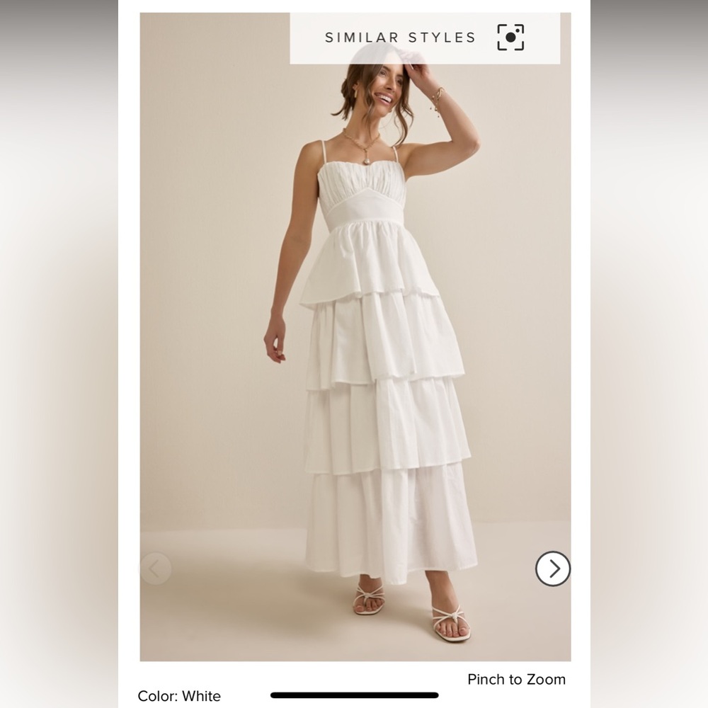 Francesca's Collections White Tiered Maxi Sundress